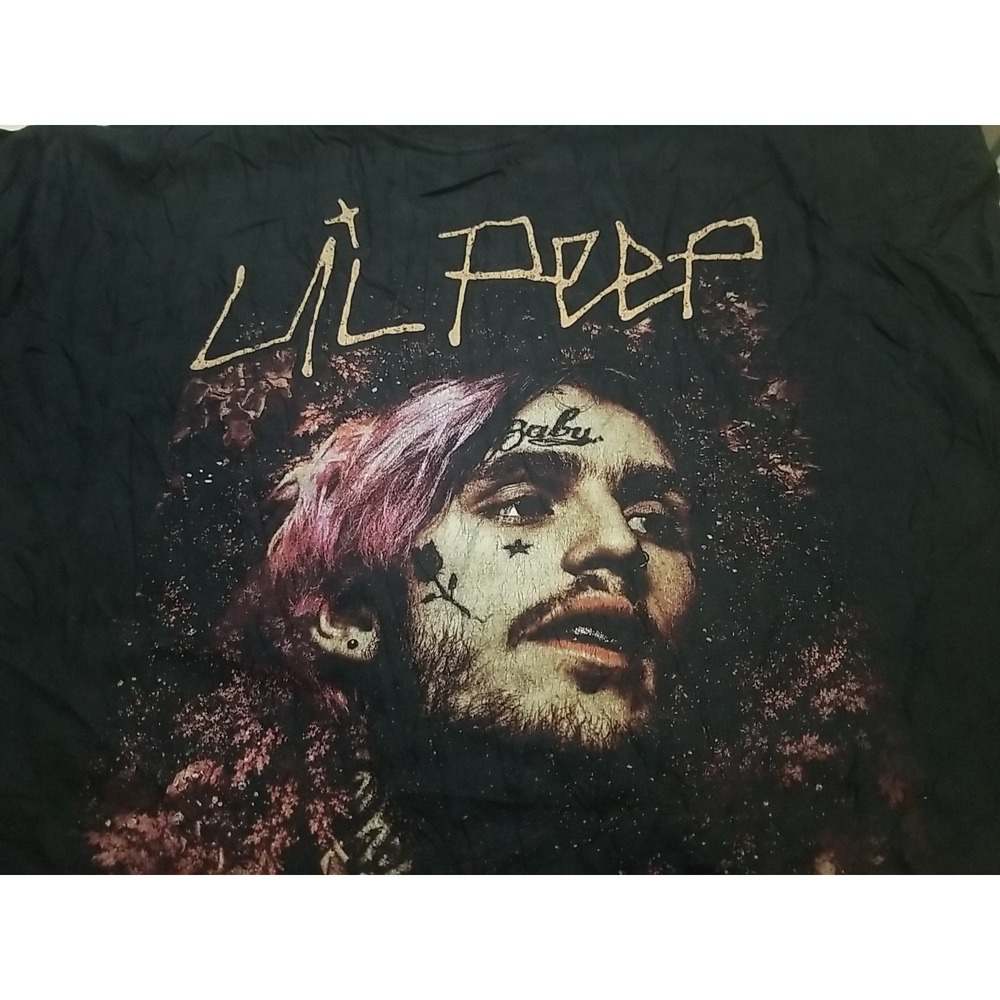Gildan Lil Peep Music Graphic Print Black Short Sleeve T-Shirt Mens Large